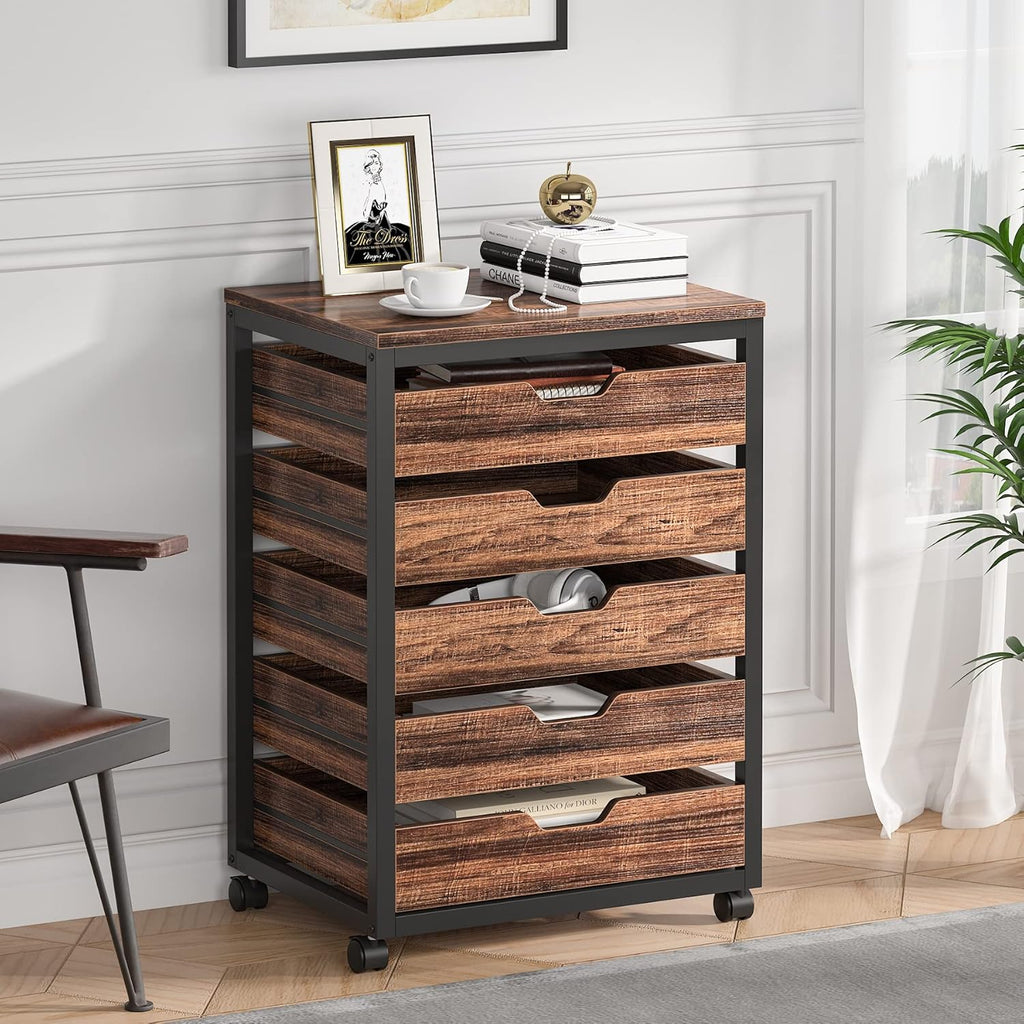 Industrial 5 Drawer Chest with Wheels