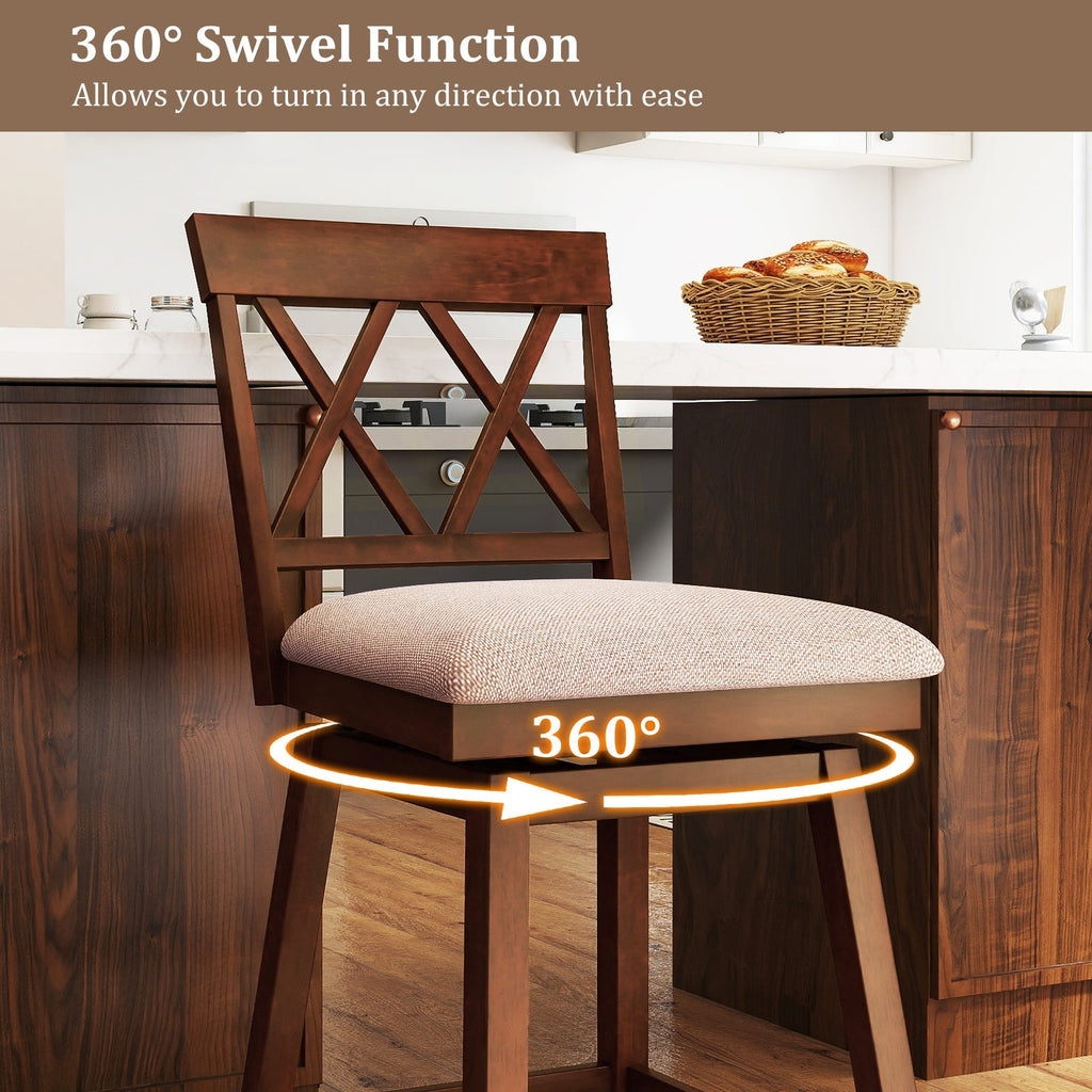 Counter Height Swivel Bar Stools with Upholstered Seat - Set of 2