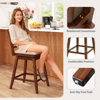 Counter Height Swivel Bar Stools with Upholstered Seat - Set of 2