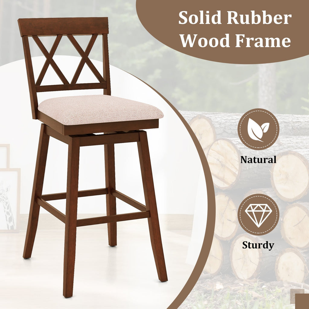 Counter Height Swivel Bar Stools with Upholstered Seat - Set of 2