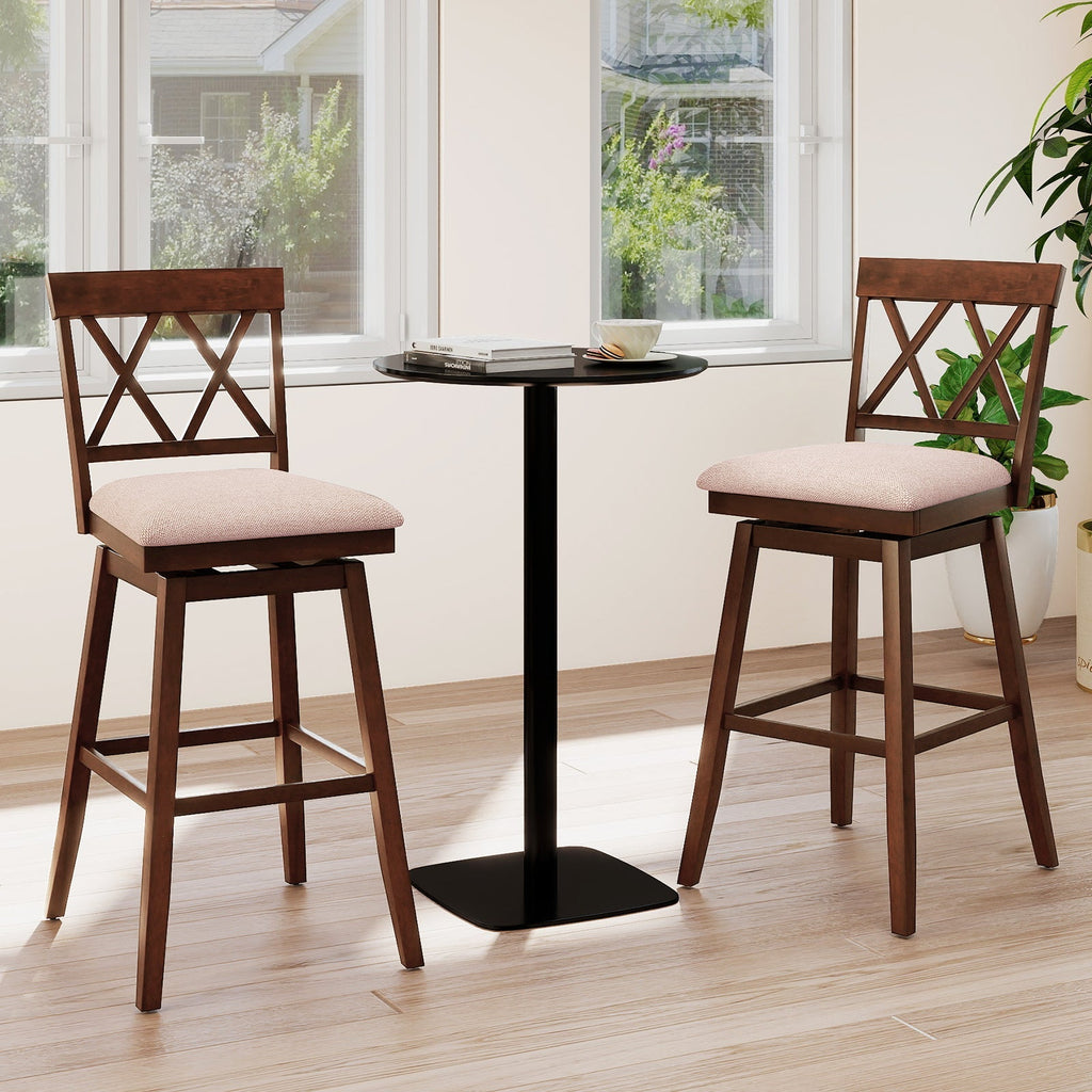 Counter Height Swivel Bar Stools with Upholstered Seat - Set of 2