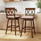 Counter Height Swivel Bar Stools with Upholstered Seat - Set of 2