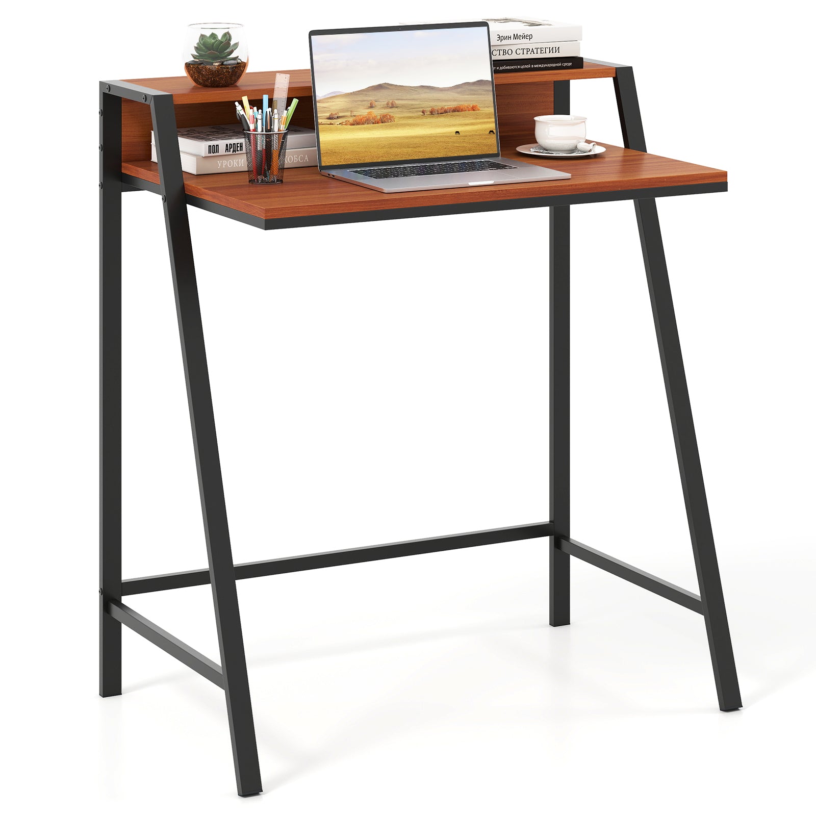 2 Tier Computer Desk PC Laptop Table Study Writing Home Office Workstation New