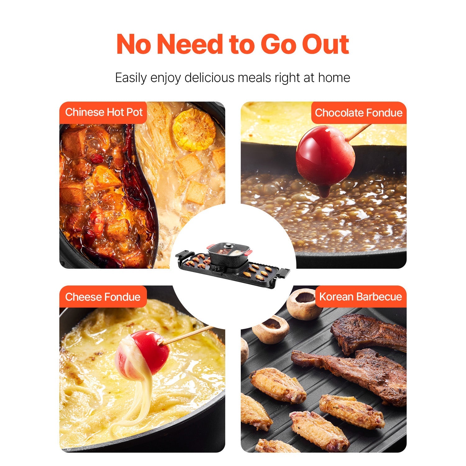 Hot Pot with Grill 2300W 2-in-1 Electric Smokeless BBQ Pan