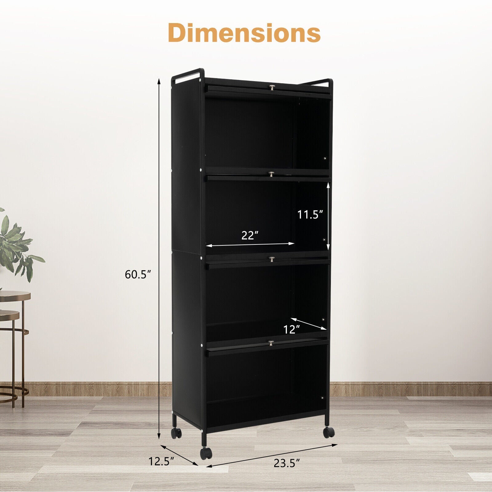 5-Tier Kitchen Baker's Rack with Flip-up PC Doors