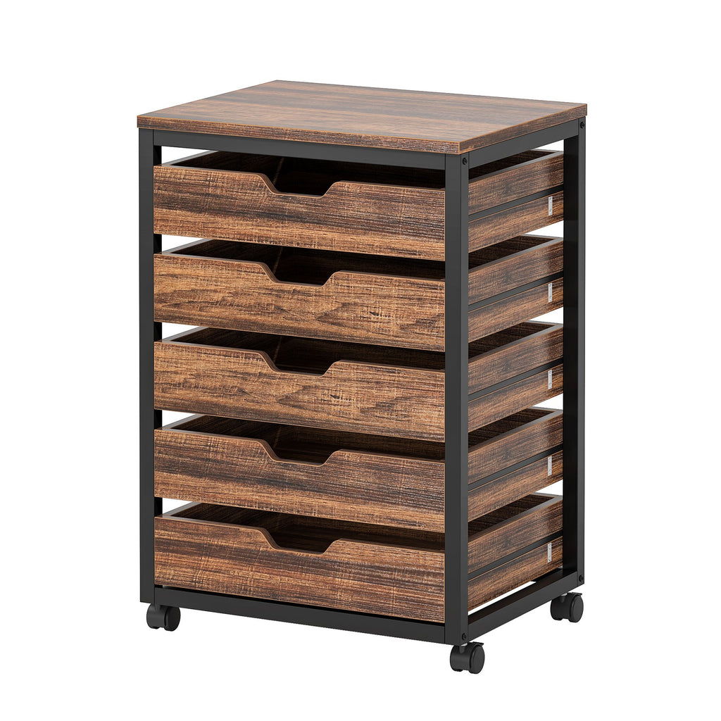 Industrial 5 Drawer Chest with Wheels