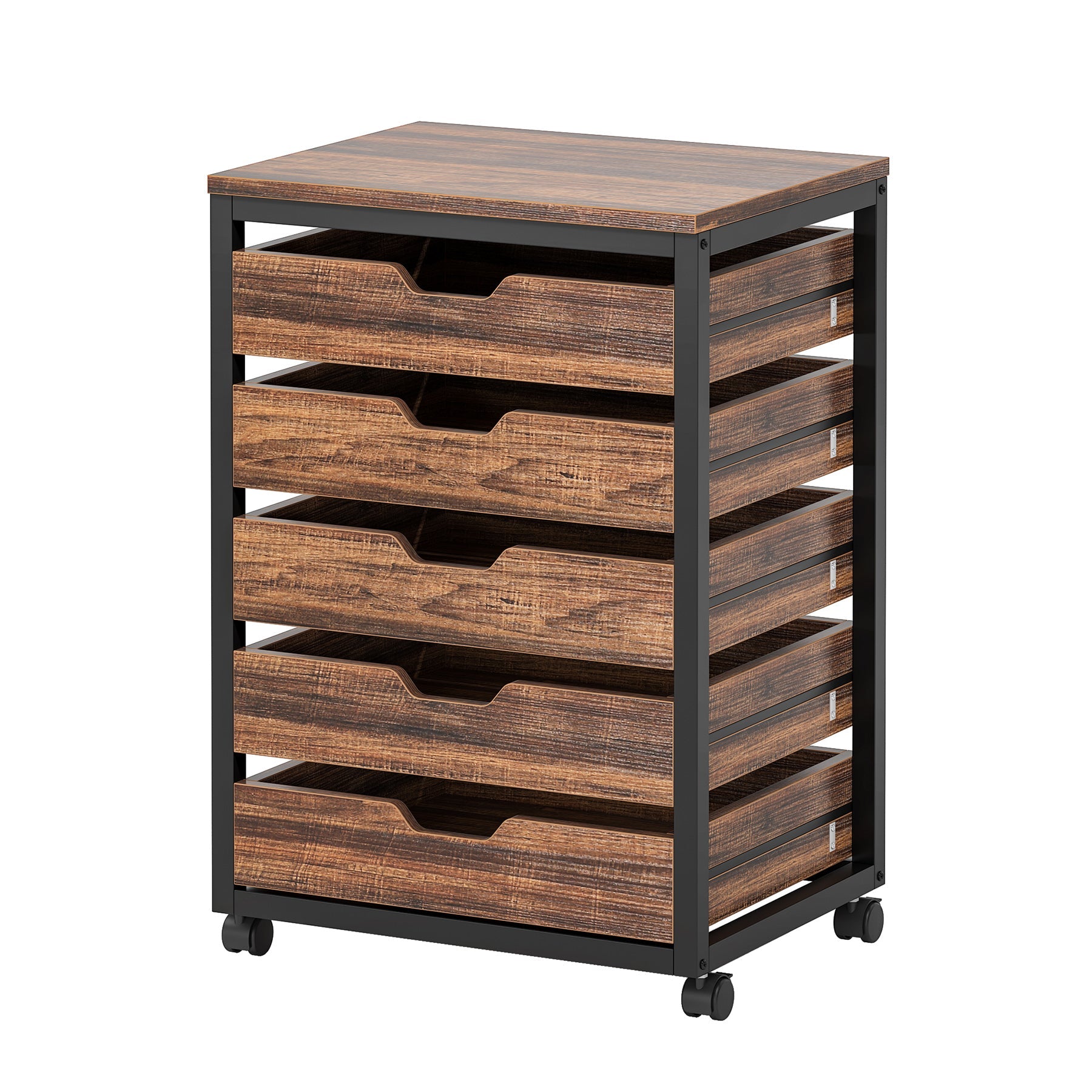 Industrial 5 Drawer Chest with Wheels