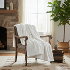 Tache White Ivory Polar Faux Fur with Sherpa Throw Blanket