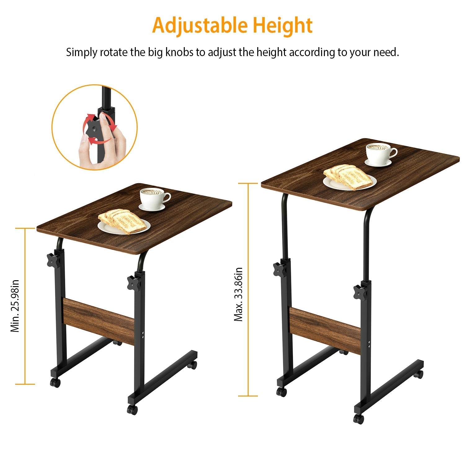 C Side Table Laptop Table Small Slim Snack Side Table for Couch Bed Sofa for Small Spaces Living Room Bedroom