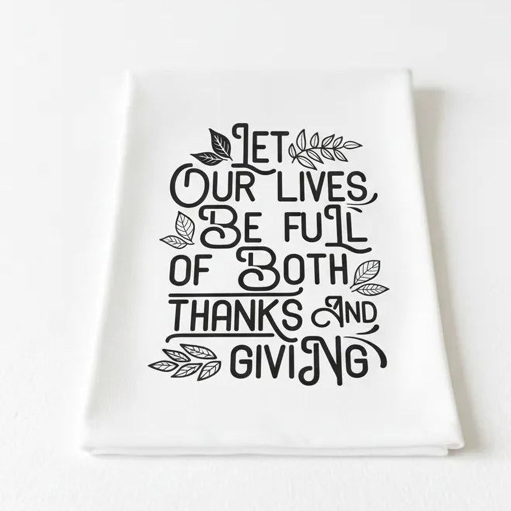 Thanksgiving Kitchen Towel, Hostess Gift, Housewarming Gift, Thanksgiving Kitchen Decor, Thankful Tea Towel, Fall Flour Sack Towel