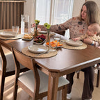 ACTU 59” Solid Wood Mid-Century Modern Dining Table Set for Small Spaces (Seats 4–6)