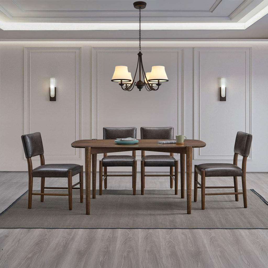 ACTU 58” Mid-Century Modern Dining Table Set for Small Spaces (Seats 4–6)