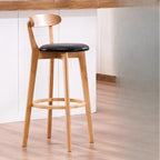 Solid Wood High Back Bar Stool Counter Height Modern Minimalist Home Bar Kitchen Island Seating Sillas Para Barra Bar Chair