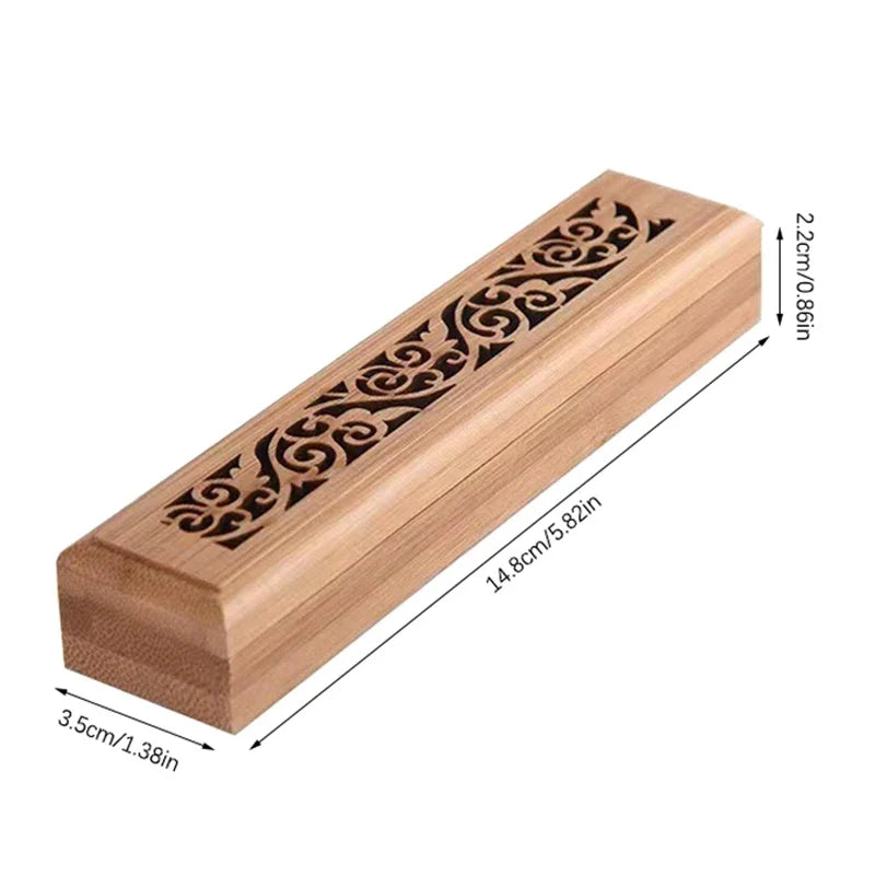Natural Bamboo Incense Burner Holder with Storage Box | Aromatherapy Incense Tool