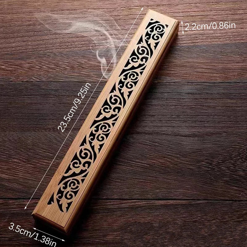 Natural Bamboo Incense Burner Holder with Storage Box | Aromatherapy Incense Tool
