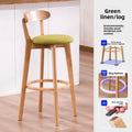 Solid Wood High Back Bar Stool Counter Height Modern Minimalist Home Bar Kitchen Island Seating Sillas Para Barra Bar Chair