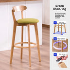 Solid Wood High Back Bar Stool Counter Height Modern Minimalist Home Bar Kitchen Island Seating Sillas Para Barra Bar Chair