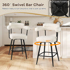 Swivel Bar Stool Set of 2 Counter Height Chairs with Curved Back and Arms