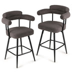 Swivel Bar Stool Set of 2 Counter Height Chairs with Curved Back and Arms