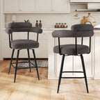 Swivel Bar Stool Set of 2 Counter Height Chairs with Curved Back and Arms