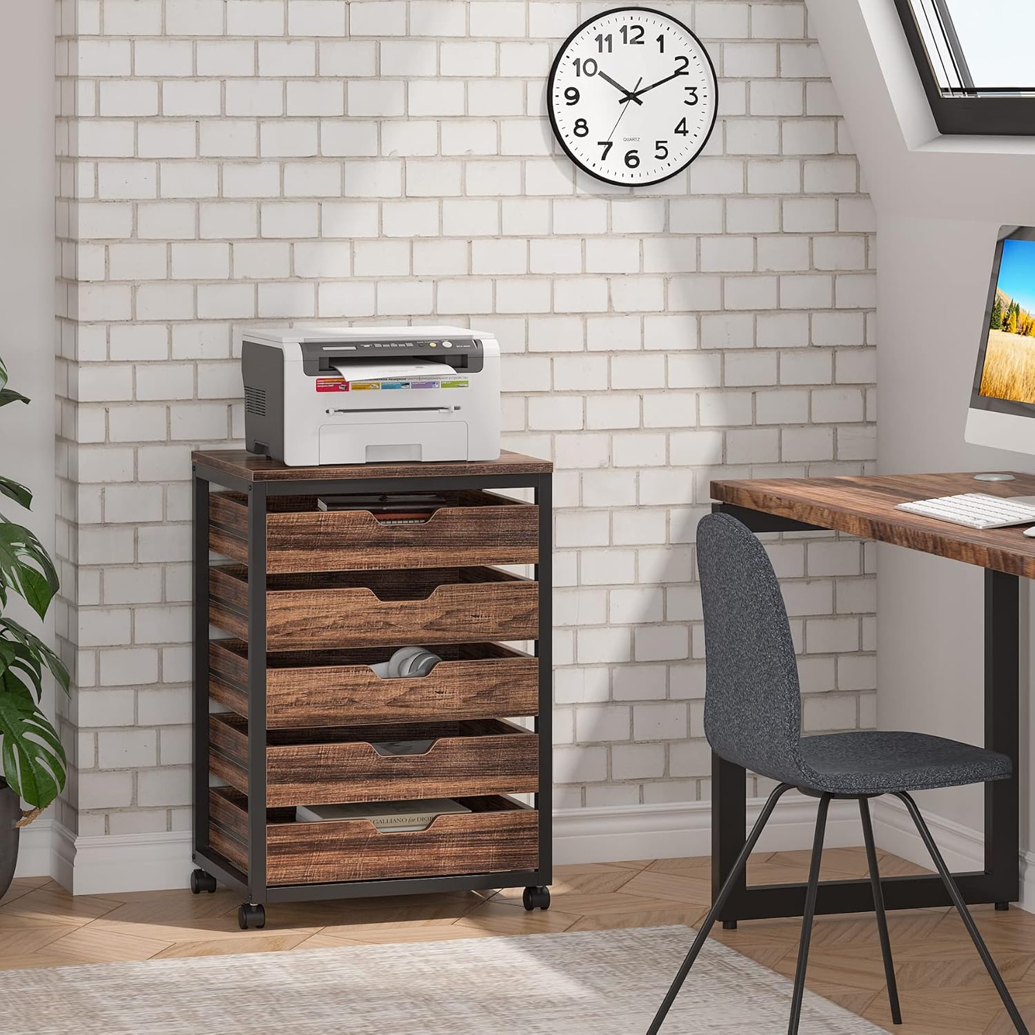 Industrial 5 Drawer Chest with Wheels
