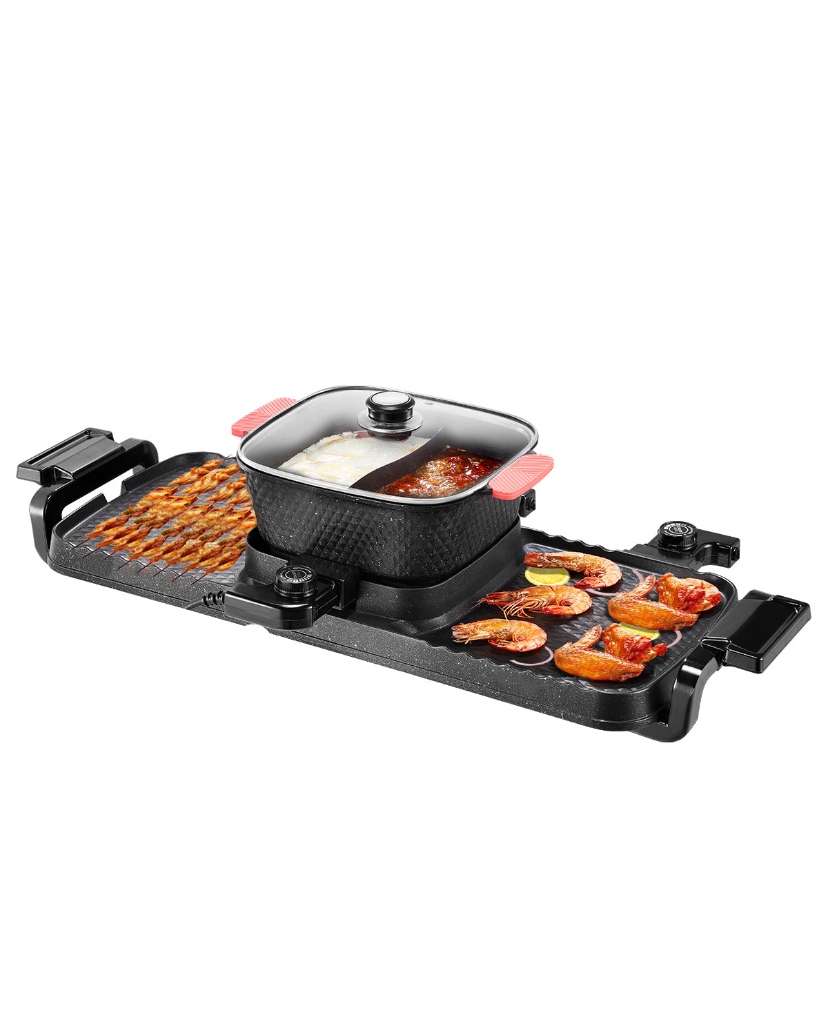Hot Pot with Grill 2300W 2-in-1 Electric Smokeless BBQ Pan