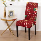 Christmas Chair Cover Stretch Seat Case Spandex Chair Covers Elastic for Kitchen Dining Room Chair Banquet Slipcovers Persons Chair Cover for Christmas Kitchen Decoration Restaurant Holiday Festival Party