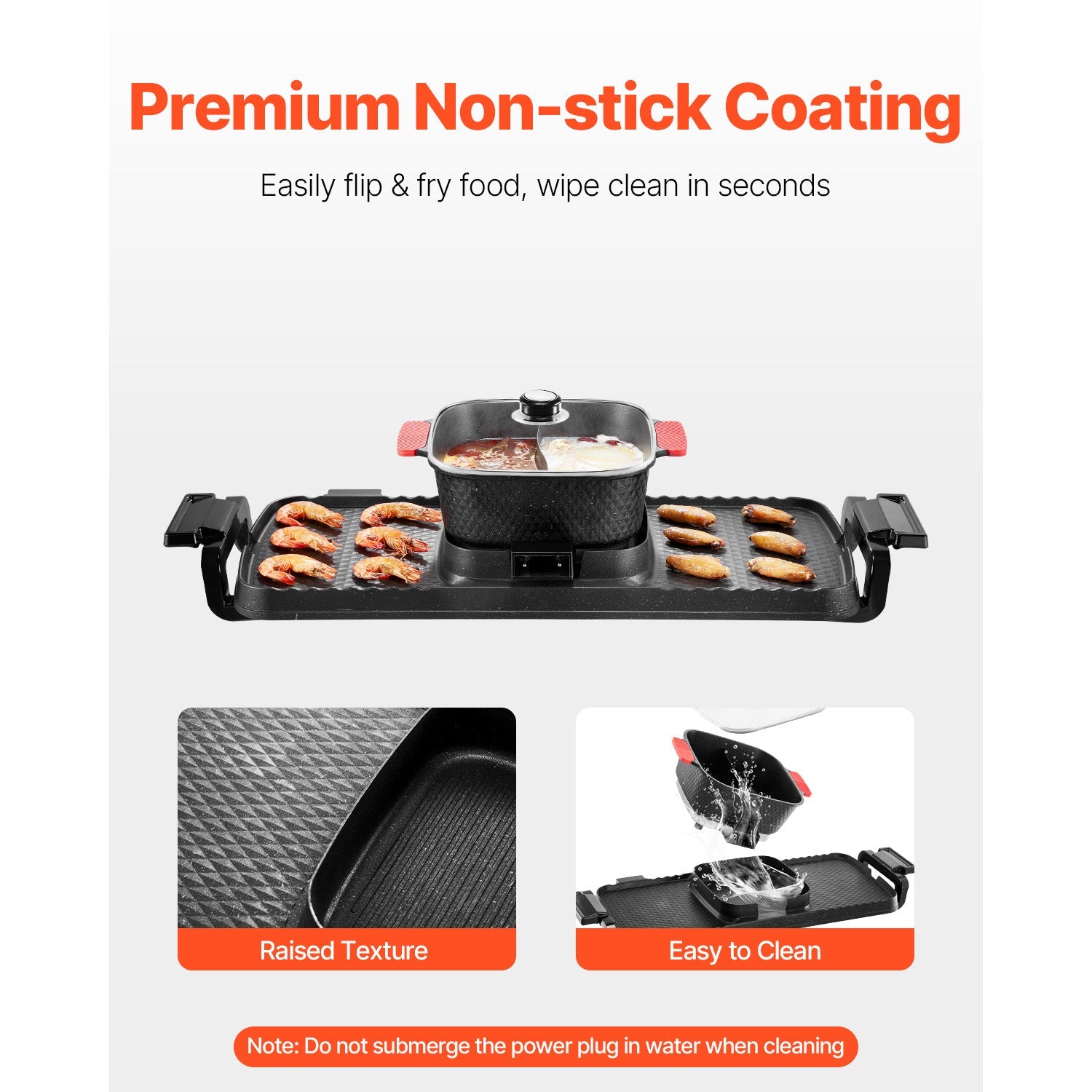 Hot Pot with Grill 2300W 2-in-1 Electric Smokeless BBQ Pan
