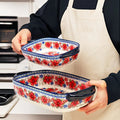[Elegant Bohemian Baking Dishes] 2pcs Elegant Bohemian Porcelain Baking Dishes - 13-inch Large Rectangular Baker Set | Oven-Safe Casserole & Pie Pan, Versatile Ceramic Roaster | Mother's Day Gift for Home Chefs, Kitchen Essen