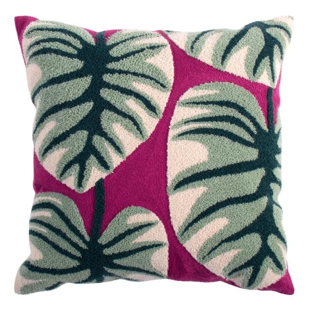 Embroidered Throw Pillow Covers Floral Style Pattern Cushion Cover Soft Cozy Home Decoration For Living Room Kids Room Color Block Handmade Cotton Cover Beautiful Modern Floral Patterns And Invisible Zipper Square Pillow Cover 45x45cm