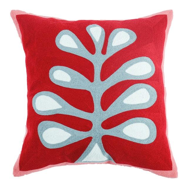 Embroidered Throw Pillow Covers Floral Style Pattern Cushion Cover Soft Cozy Home Decoration For Living Room Kids Room Color Block Handmade Cotton Cover Beautiful Modern Floral Patterns And Invisible Zipper Square Pillow Cover 45x45cm