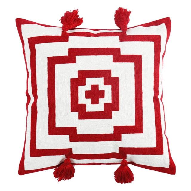 Embroidered Throw Pillow Covers Floral Style Pattern Cushion Cover Soft Cozy Home Decoration For Living Room Kids Room Color Block Handmade Cotton Cover Beautiful Modern Floral Patterns And Invisible Zipper Square Pillow Cover 45x45cm