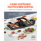 Hot Pot with Grill 2300W 2-in-1 Electric Smokeless BBQ Pan
