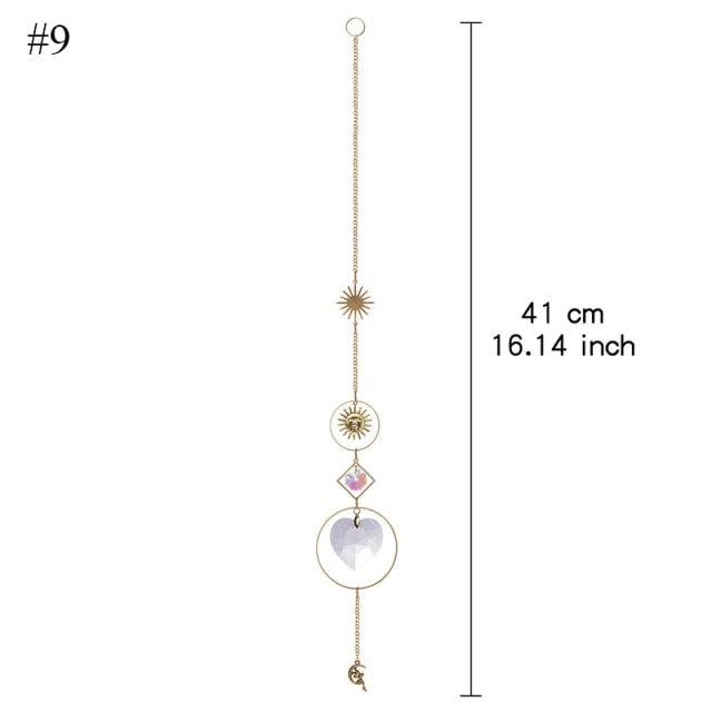 Home Decor Crystal Sun-catchers Window Pendant Hanging Curtain Wind-chimes Light Catcher Star Moon Pendant Rainbow Wind Chime Prisms Wind Chime Hanging Ornaments For Garden Home Christmas Decorations Gift