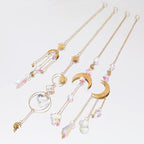 Home Decor Crystal Sun-catchers Window Pendant Hanging Curtain Wind-chimes Light Catcher Star Moon Pendant Rainbow Wind Chime Prisms Wind Chime Hanging Ornaments For Garden Home Christmas Decorations Gift