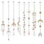 Home Decor Crystal Sun-catchers Window Pendant Hanging Curtain Wind-chimes Light Catcher Star Moon Pendant Rainbow Wind Chime Prisms Wind Chime Hanging Ornaments For Garden Home Christmas Decorations Gift