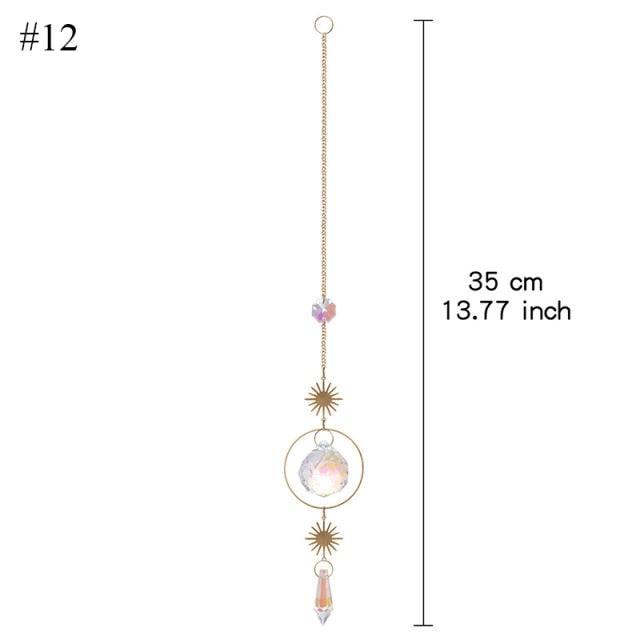 Home Decor Crystal Sun-catchers Window Pendant Hanging Curtain Wind-chimes Light Catcher Star Moon Pendant Rainbow Wind Chime Prisms Wind Chime Hanging Ornaments For Garden Home Christmas Decorations Gift
