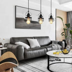 Pendant Light Kitchen Island – Industrial Black Metal Cage Fixture