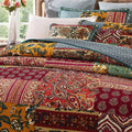DaDa Bedding Dark Elegance Bohemian Floral Cotton Patchwork Bedspread Set