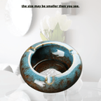 Round Glossy Ceramic Ashtrays + Flameless Lighter (BLUISH)